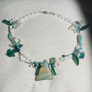 Artisan Green and White Pearl Necklace